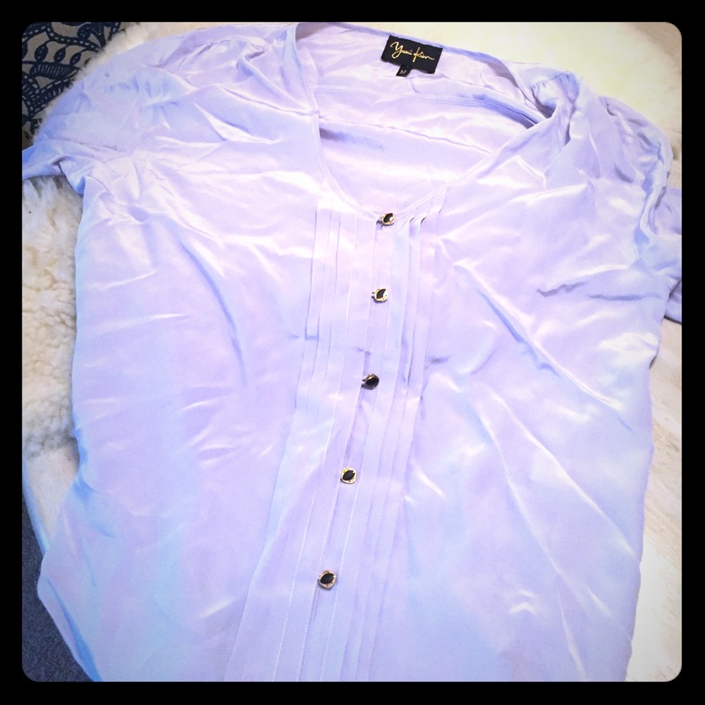 Yumi Kim 100% silk 3/4 lavender shirt